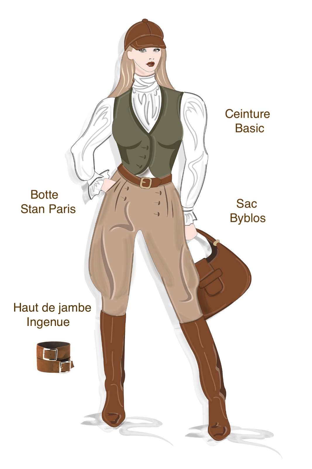 Caramel brown women's riding knee-high boots. Round toe. Low leather soles. Made to measure. Profile view - Florence KOOIJMAN
